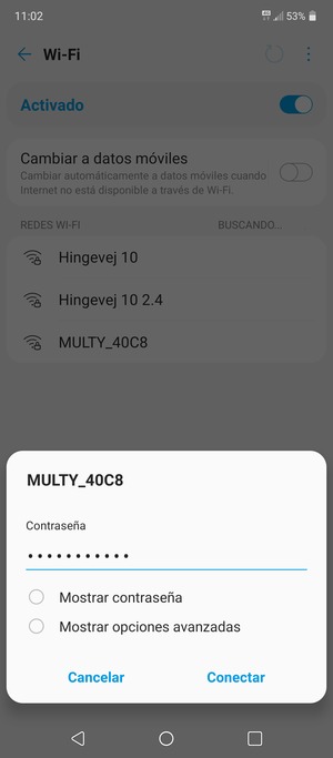 Introduzca la contraseña de Wi-Fi y seleccione Conectar
