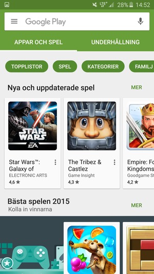 Tryck på sökfältet