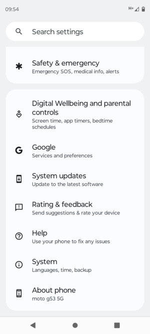 Scroll to and select System updates