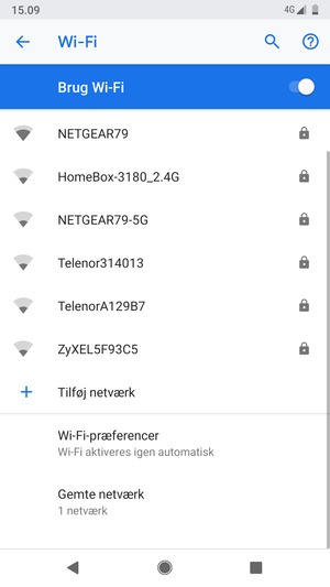 Vælg det trådløse netværk, du ønsker at oprette forbindelse til