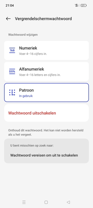 Uw telefoon is nu beveiligd met een schermvergrendeling