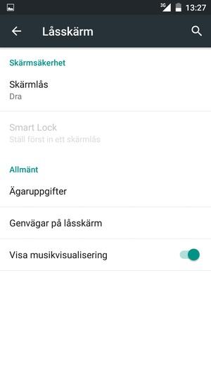 Välj Skärmlås