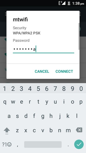 Enter the Wi-Fi password and select CONNECT