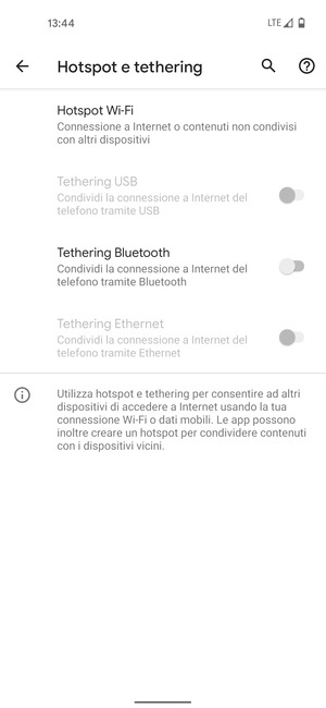 Seleziona Hotspot Wi-Fi
