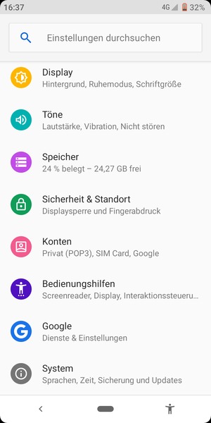 Scrollen Sie und wählen Sie Sicherheit & Standort