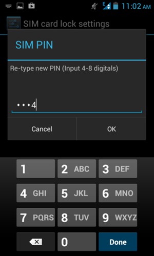 Confirm your new SIM PIN and select OK