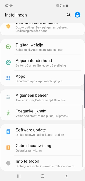 Scroll naar en selecteer Software-update