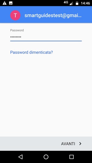 Inserisci la tua password e seleziona AVANTI
