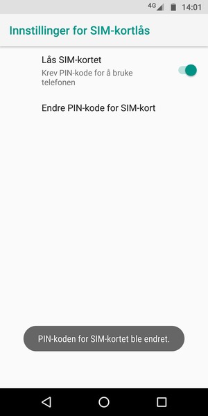Din PIN-kode for SIM-kort er endret