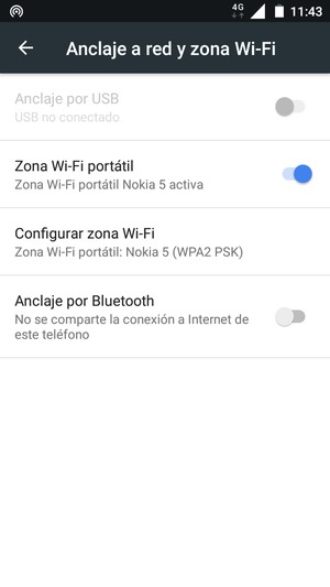 El teléfono ha sido configurado para su uso como módem