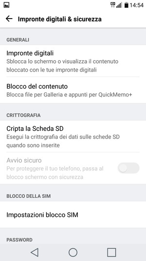 Seleziona Impostazioni blocco SIM