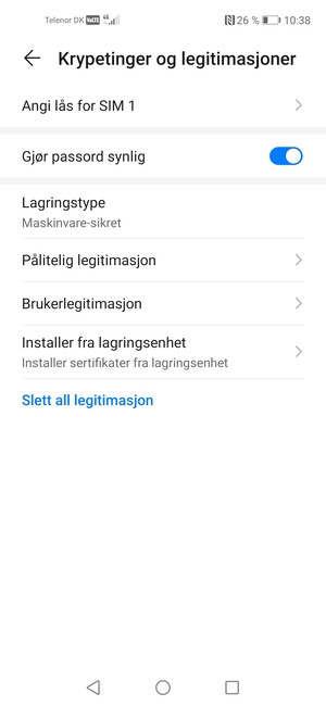Velg Angi lås for SIM