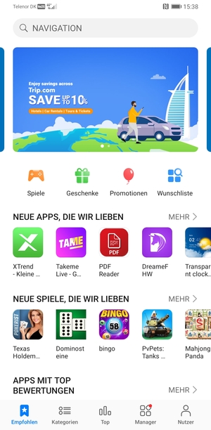 Wählen Sie die Suchleiste
