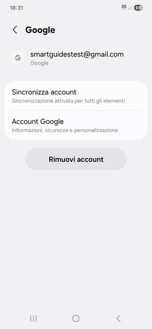Seleziona Sincronizza account