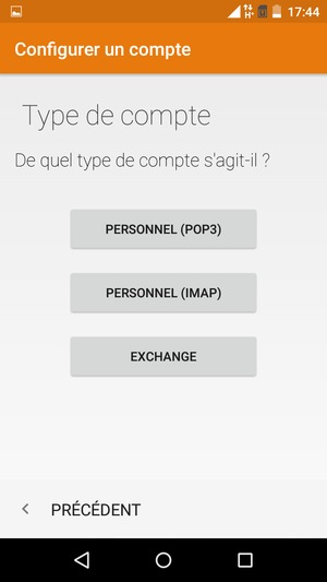 Sélectionnez PERSONNEL (POP3) ou PERSONNEL (IMAP)