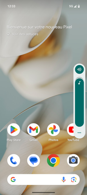 Maintenir appuyé pour baisser le volume au niveau requis