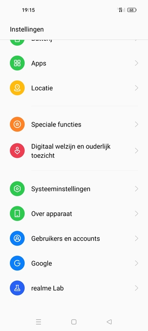 Scroll naar en selecteer Over apparaat