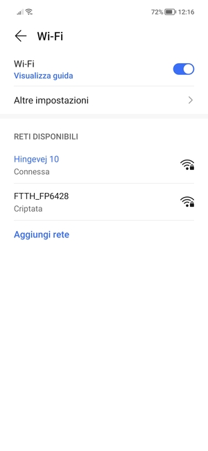Ora sei connesso alla rete Wi-Fi