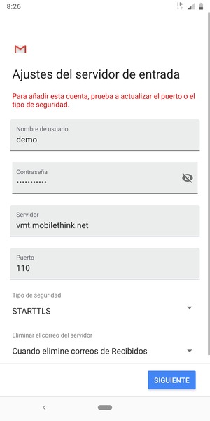 Seleccione Tipo de seguridad