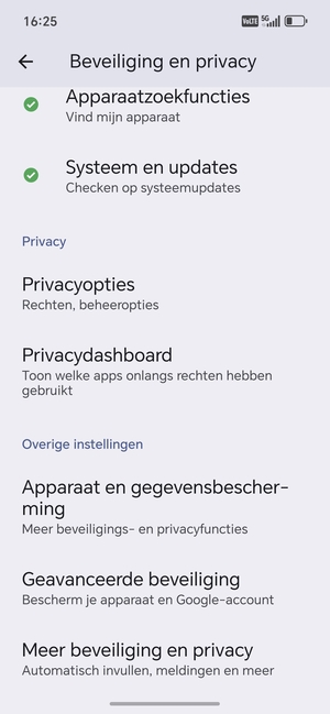 Scroll naar en selecteer Meer beveiliging en privacy