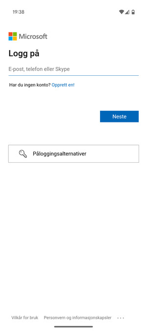 Skriv inn e-postadresse og velg Neste