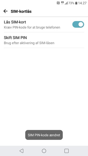 Din SIM PIN-kode er nu ændret
