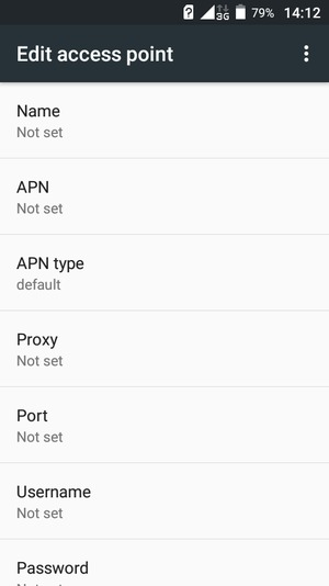 Enter Internet information and select APN type