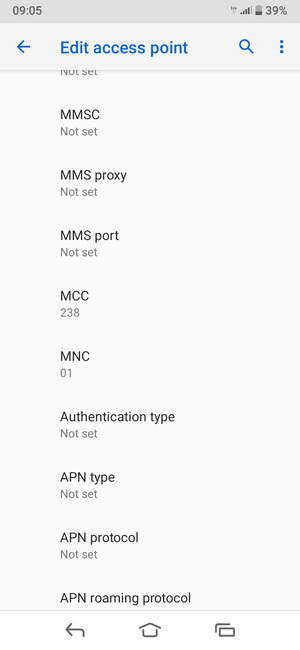 Scroll down and enter MMS information