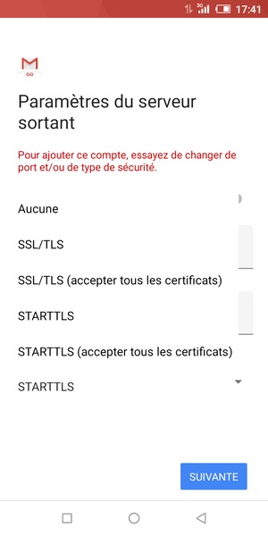 Sélectionnez Aucune puis SUIVANTE