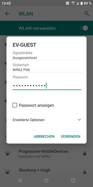 Geben Sie das WLAN-Passwort ein und wählen Sie VERBINDEN