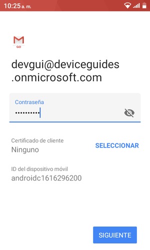 Introduzca su contraseña y seleccione SIGUIENTE