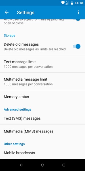 Scroll to and select Text (SMS) messages