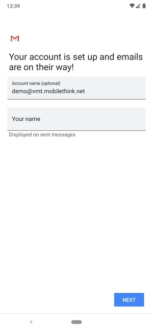Give your account a name and enter your name. Select NEXT