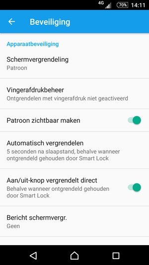 Uw telefoon is nu beveiligd met een schermvergrendeling