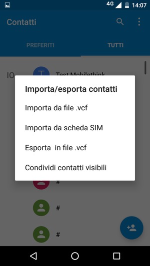 Seleziona Importa da scheda SIM