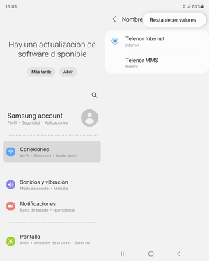 Seleccione Restablecer valores