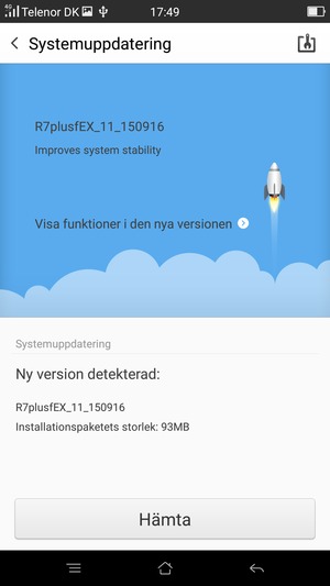 Om din telefon inte är uppdaterad, välj Hämta
