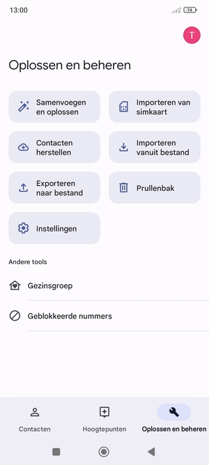 Selecteer Importeren van simkaart