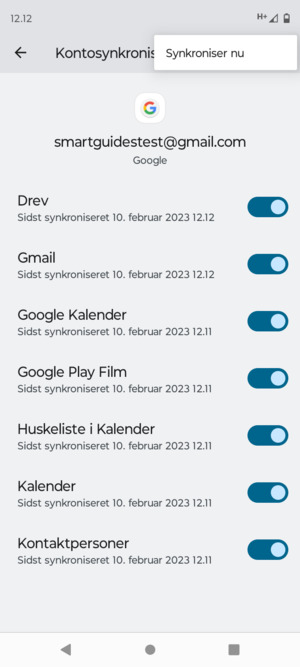 Vælg Synkroniser nu