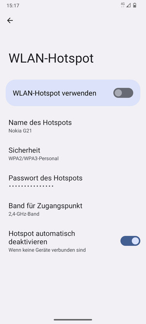 Wählen Sie Passwort des Hotspots