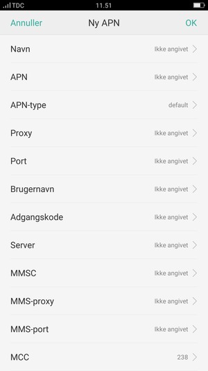 Indtast internet-oplysninger