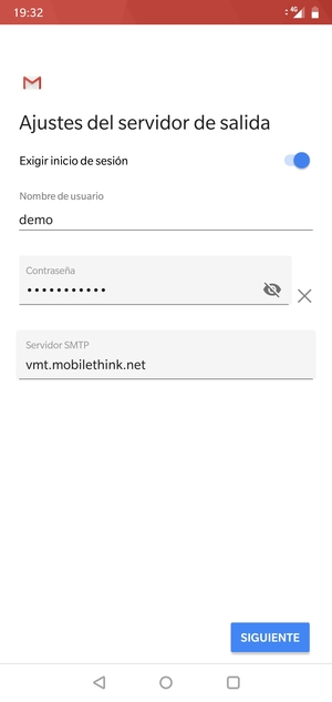 Introduzca la dirección de servidor saliente