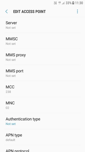 Scroll down and enter MMS information