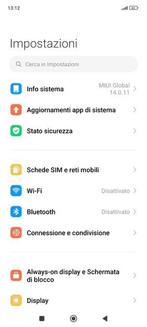 Seleziona Schede SIM e reti mobili