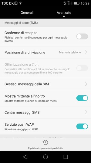 Scorri e seleziona Centro messaggi SMS
