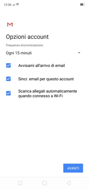 Seleziona AVANTI