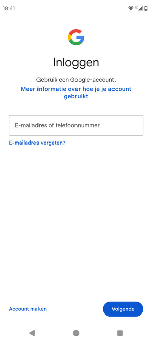 Voer uw Gmail adres in en selecteer Volgende