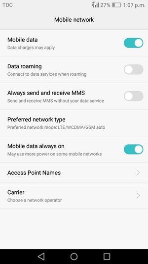 To change network if network problems occur,  select Carrier