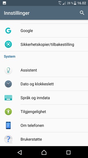 Bla til og velg Om telefonen