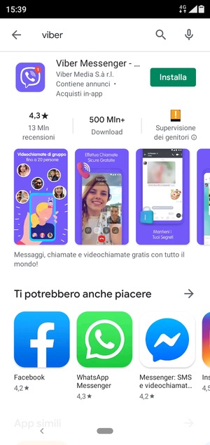 Seleziona l'applicazione